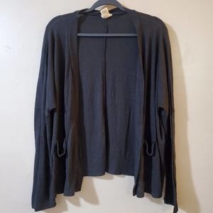 Wet Seal Womens Open Front Shrug Cardigan Sweater Size XL Black Lightweight